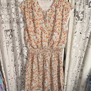 bishop + young Floral Mini Dress in Orange and White‎